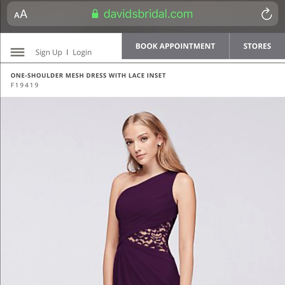 David’s Bridal One shoulder dress